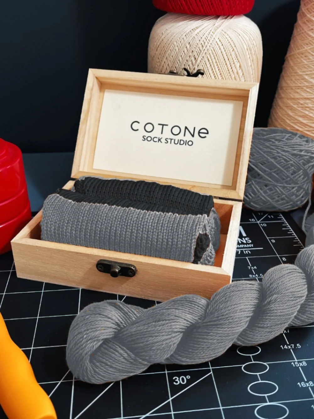 100% Pima Cotton Gray Two-Tone Crew Sock | Handmade in the USA